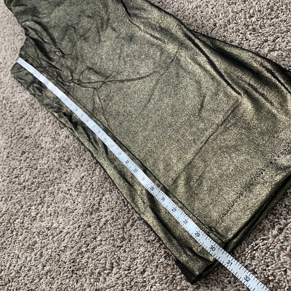 Joie Wide Leg Glitter Gold Sparkle Pant Trousers Elastic Waist - Picture 11 of 13